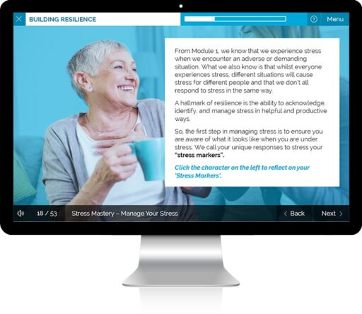 Workplace mental health awareness eLearning training course for leaders screen shot